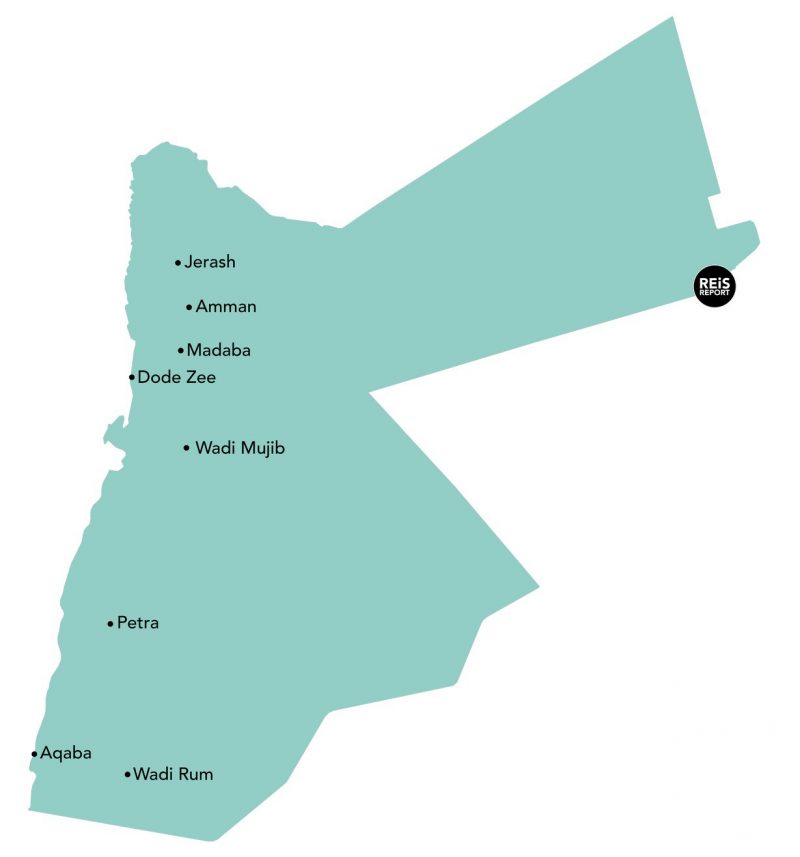 rondreis jordanie kaart hoogtepunten