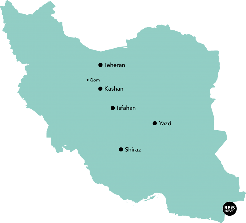 route iran kaart