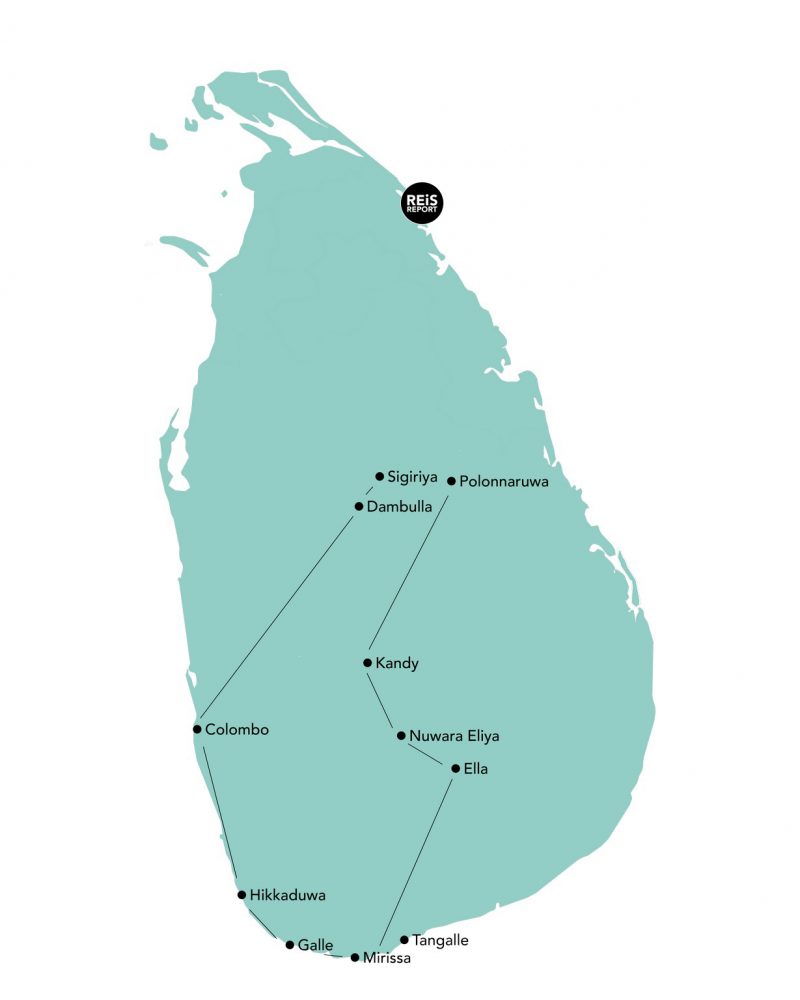 sri lanka route 2 weken kaart