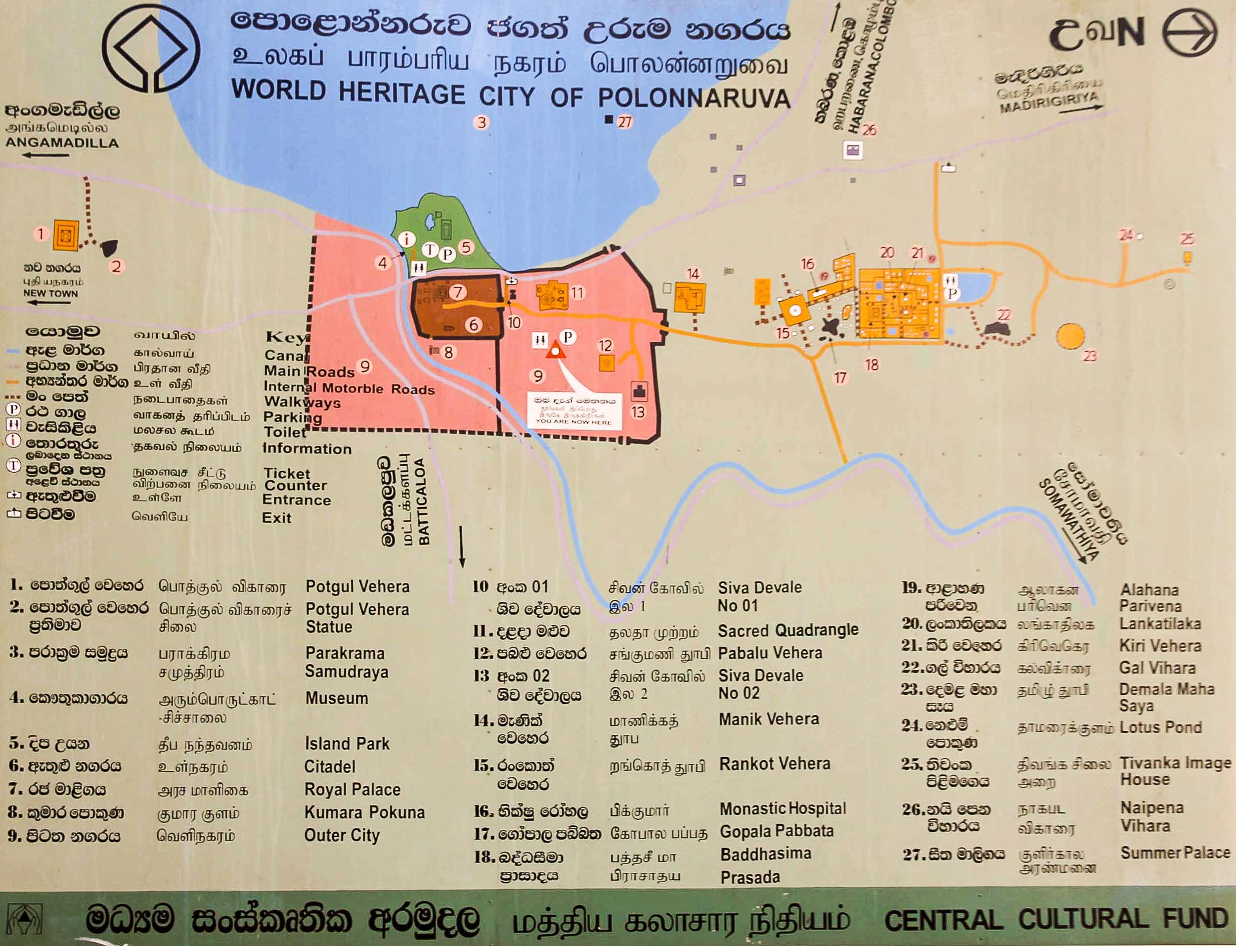 polonnaruwa kaart tempels